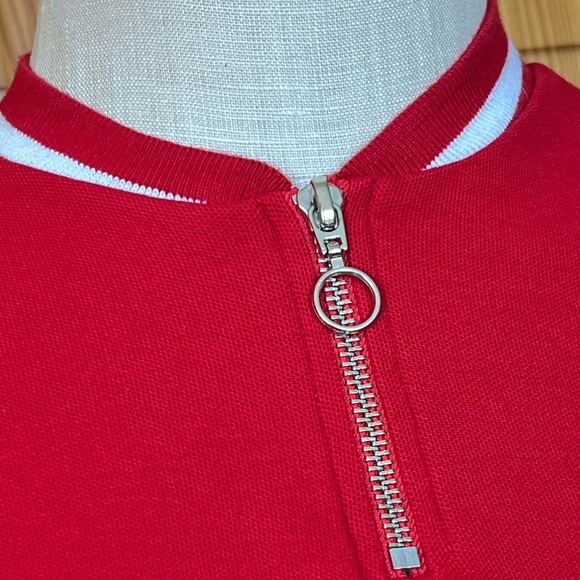 H&M Divided Small Red Cropped Shirt 100% Cotton Varsity Casual Preppy - Picture 4 of 8